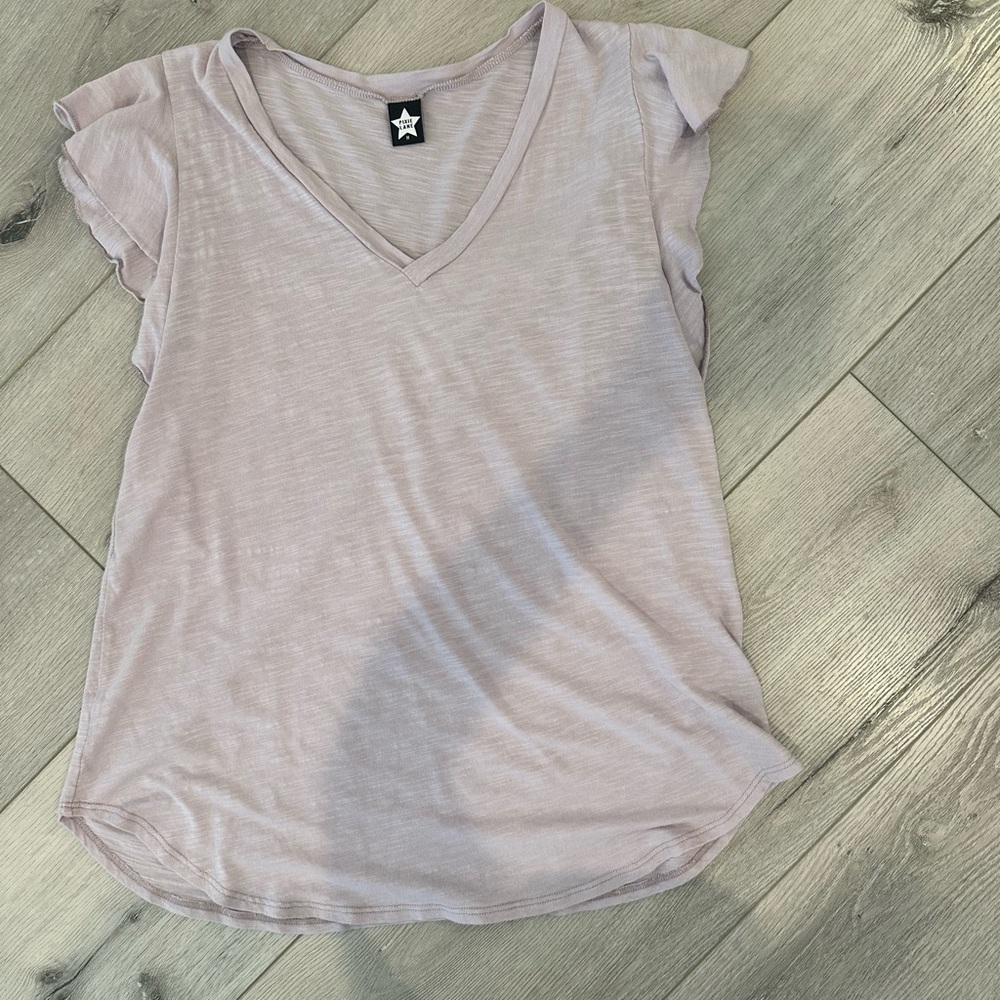 Women's V-Neck Ruffle Sleeve Top - Light Purple